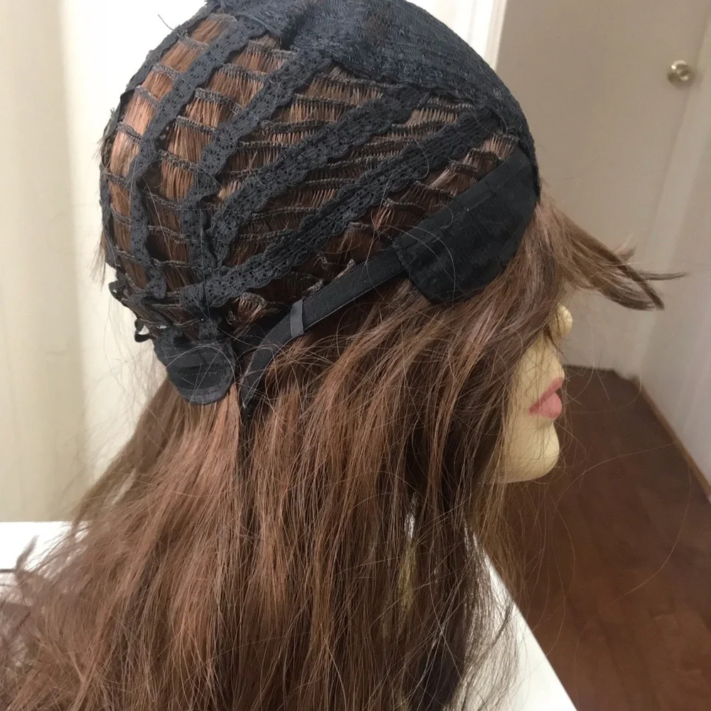 Human hair blend medium brown wig with bang - Picture 6 of 6